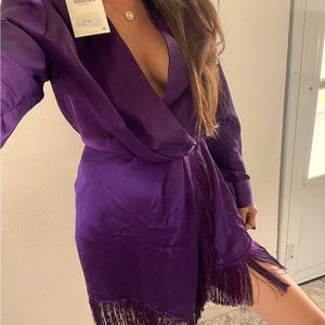 Zara purple fringe dress.